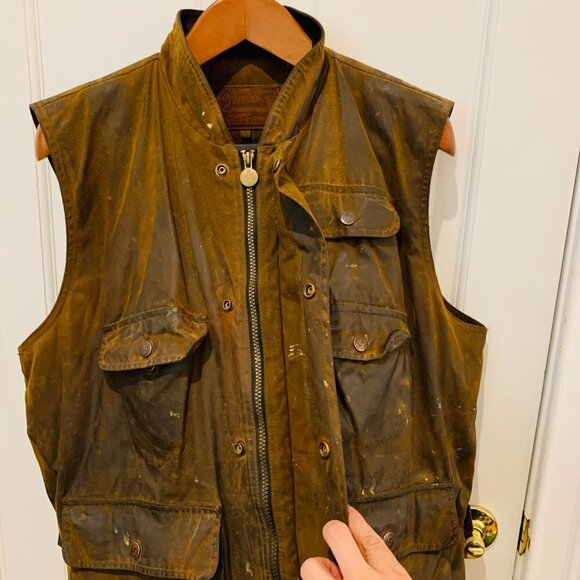 Vintage Outback Trading Company Men's Deer Hunter Brown Oilskin Vest Size XL - Picture 6 of 12
